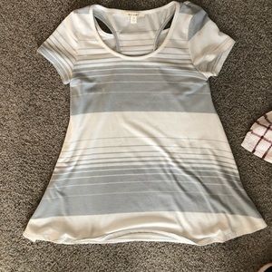 White and grey cutout blouse